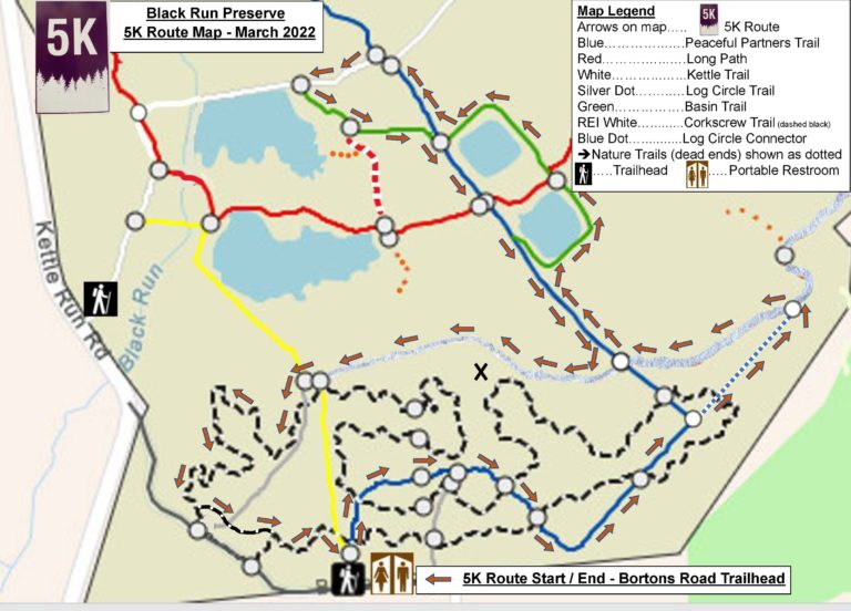 BRP 5K Route Trail Map Black Run Preserve Evesham Township, New Jersey